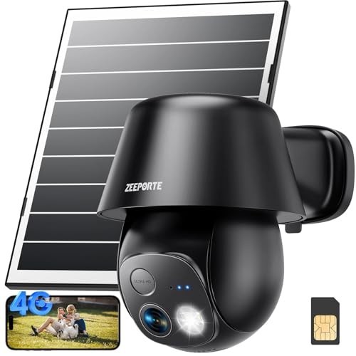 4G LTE Solar Security Camera Wireless Outdoor, No WiFi, 2K Night Vision, 360° Pa gallery