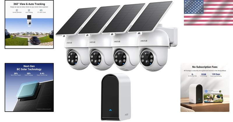 Solar-Powered 4-Camera Wireless Security System with 2K Color Night Vision gallery