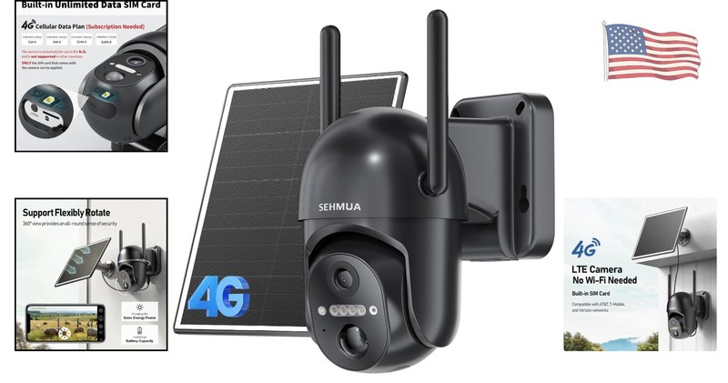4G LTE Solar-Powered Outdoor Security Camera with 2K Night Vision & 360° View gallery