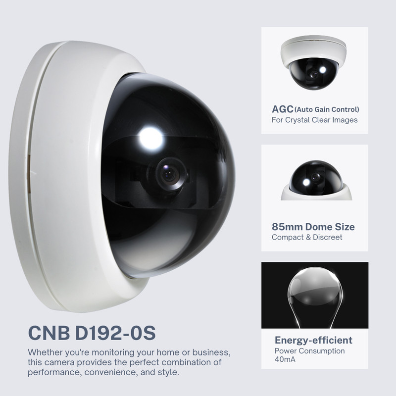 Analog Indoor Dome Security Camera 600TVL Fixed Lens 3 Axis OEM - CNB D192-0S gallery