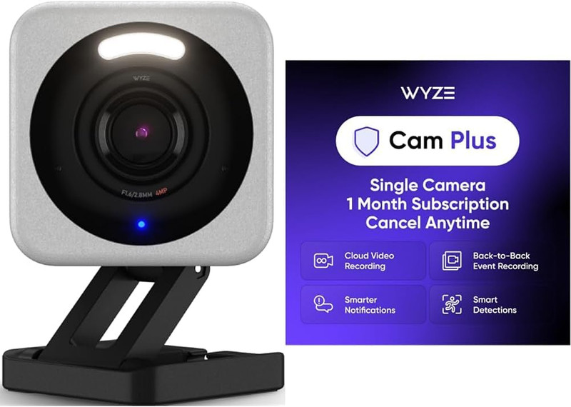 Cam V4 Grey with Cam plus Monthly, Covers 1 Camera, Auto-Renews at $2.99/Month