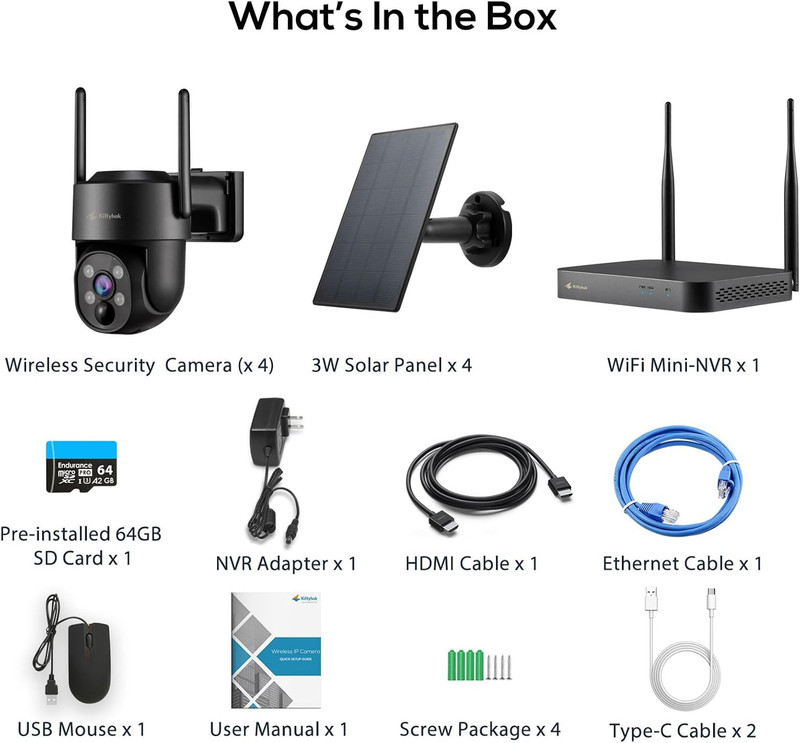 4Pcs 2K Solar Wireless Security Cameras, 5G/2.4G WiFi, Human Detection, NVR gallery