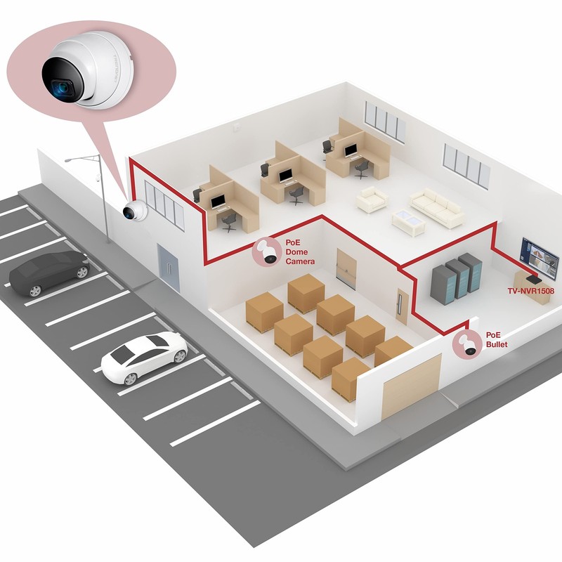 Indoor Outdoor 5MP H.265 PoE IR Fixed Turret Network , IP66 Housing, IR Night... gallery