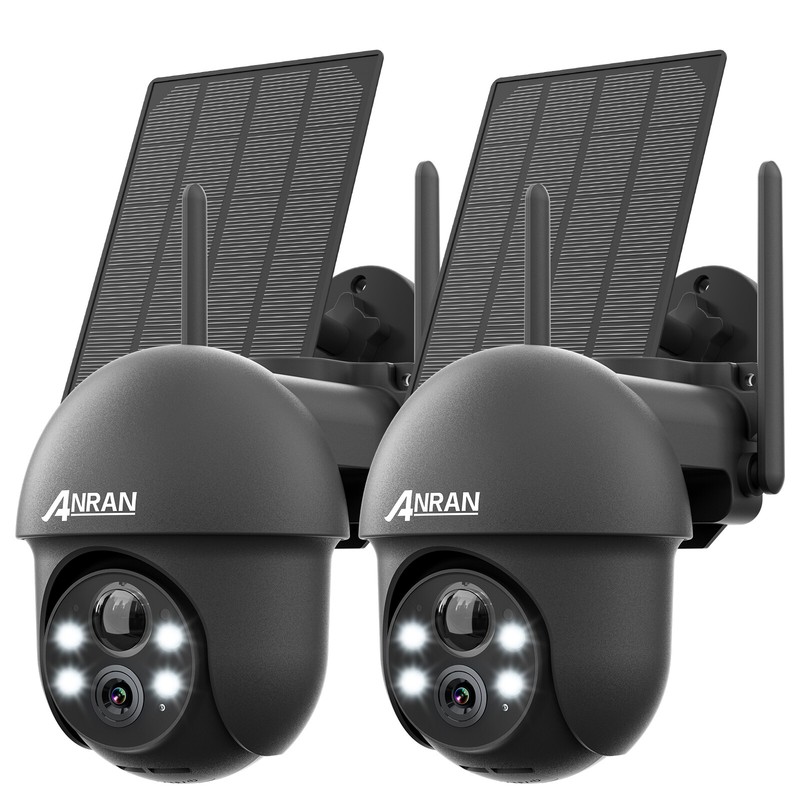 ANRAN Outdoor Solar Security Camera 3MP Wifi 360° PTZ Human AI 2Way Audio 2PACK