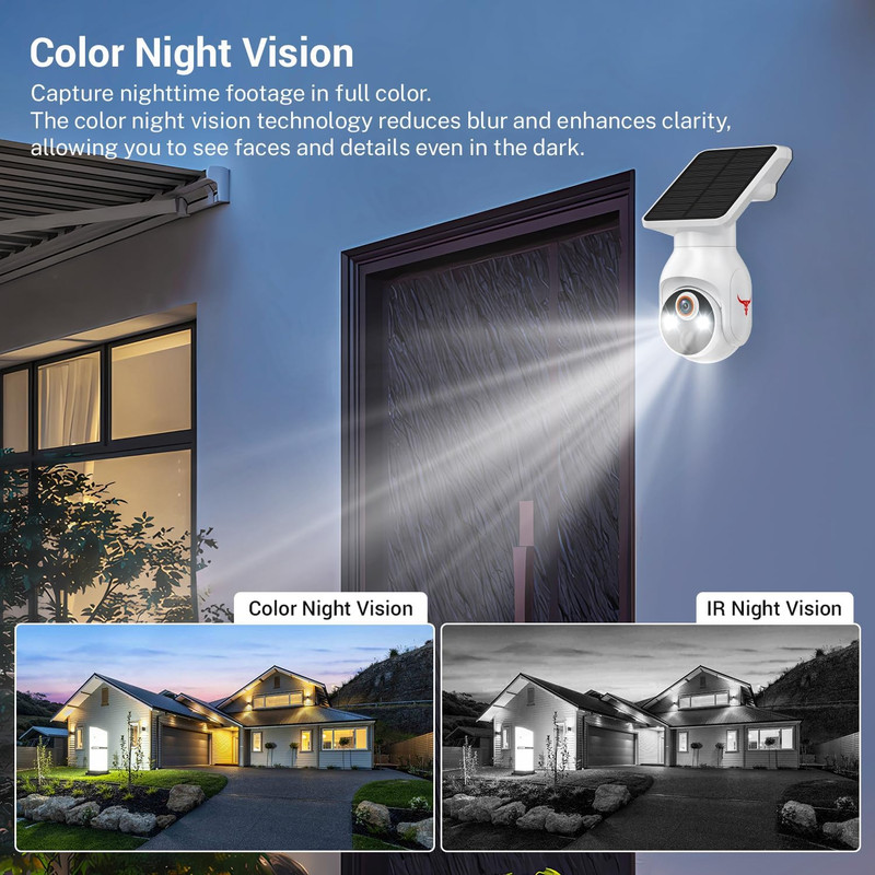1080P Security Camera Wireless with Solar Panel, AI Human Detection, 2-Way Audio gallery