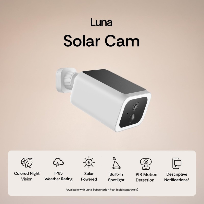 Luna Security Cameras Wireless Outdoor, Battery Camera with Solar Panel,... gallery