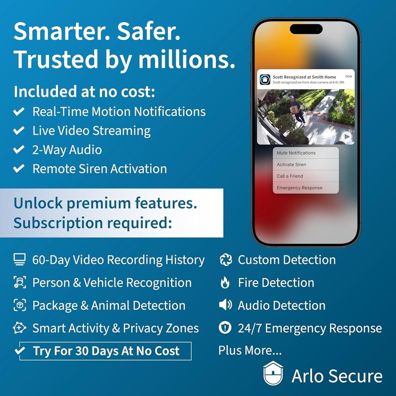 Arlo VMC4360P Pro 5S 2K Wire Free Outdoor Security Camera - White, Pack of 3 gallery