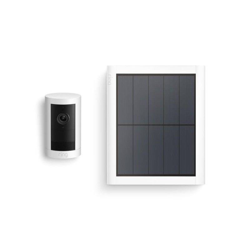 Ring Outdoor Cam Plus Battery Security Camera with 4W Solar Panel Kit – White