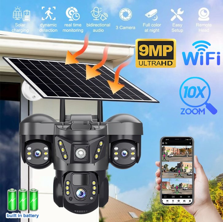 Camara De Seguridad Solar Inalambricas Para Exterior Con Vision Nocturna y Audio