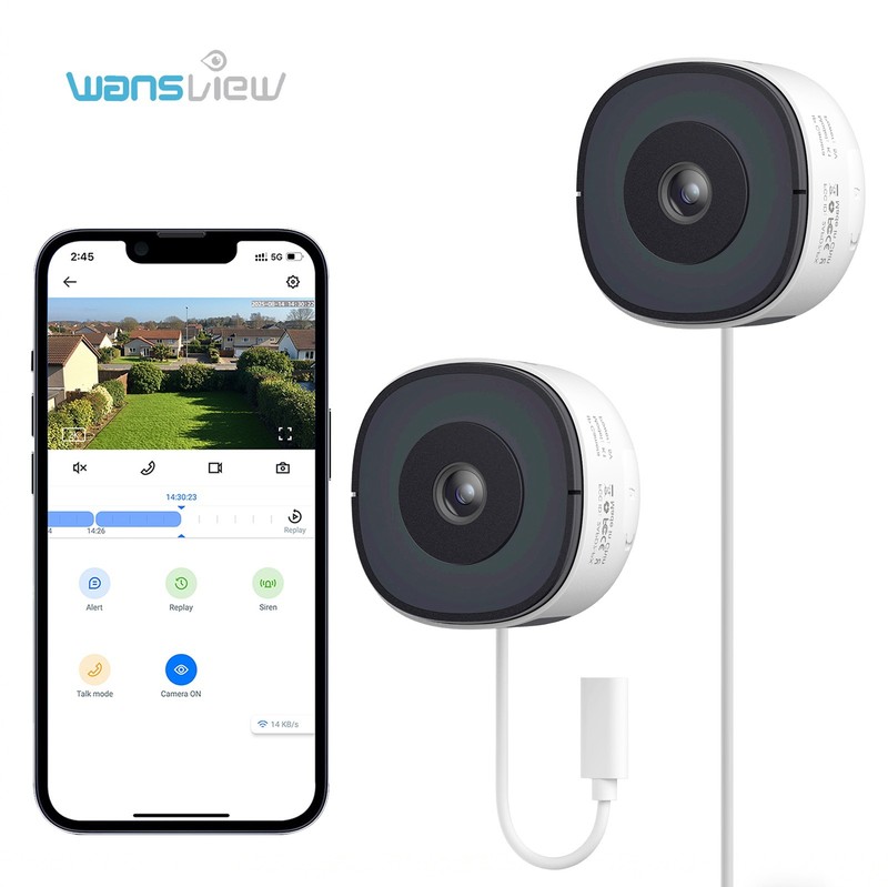 2PCS Wansview 2K Window Camera,Indoor Cameras for Home Security 24/7 Recording