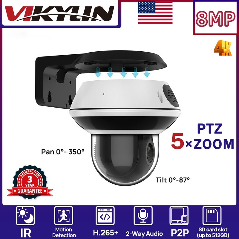 VIKYLIN 5×Optical Zoom Mini Dome IR POE ONVIF 8MP 4K ptz camera with remote view gallery