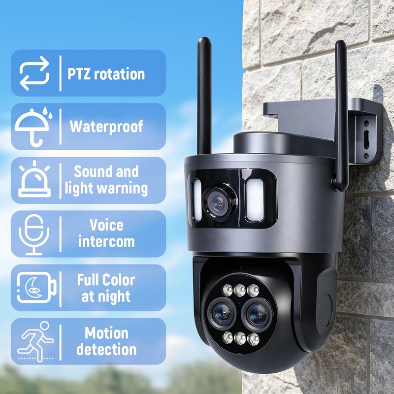 8MP 4K WiFi Security Camera: Dual Lens, 10X Zoom Outdoor PTZ Home Cam* US STOCK gallery