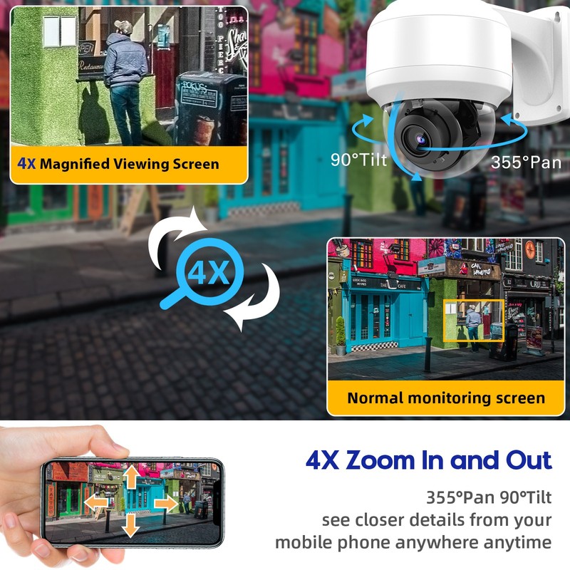 VIKYLIN PTZ 4×ZOOM IR30M 5MP/8MP 4K IP CAMERA POE MIC Outdoor Factory Direct US gallery