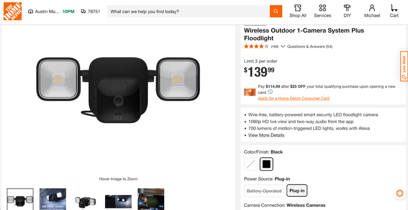 Blink Wireless Outdoor + Floodlight Camera Mount Kit - Black FREE SHIPPING gallery