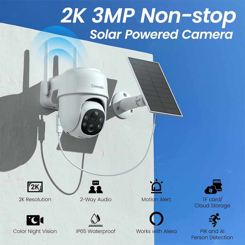 2K Cameras for Home Security-2.4G Wifi Outdoor Camera Wireless Solar/Battery Pow gallery