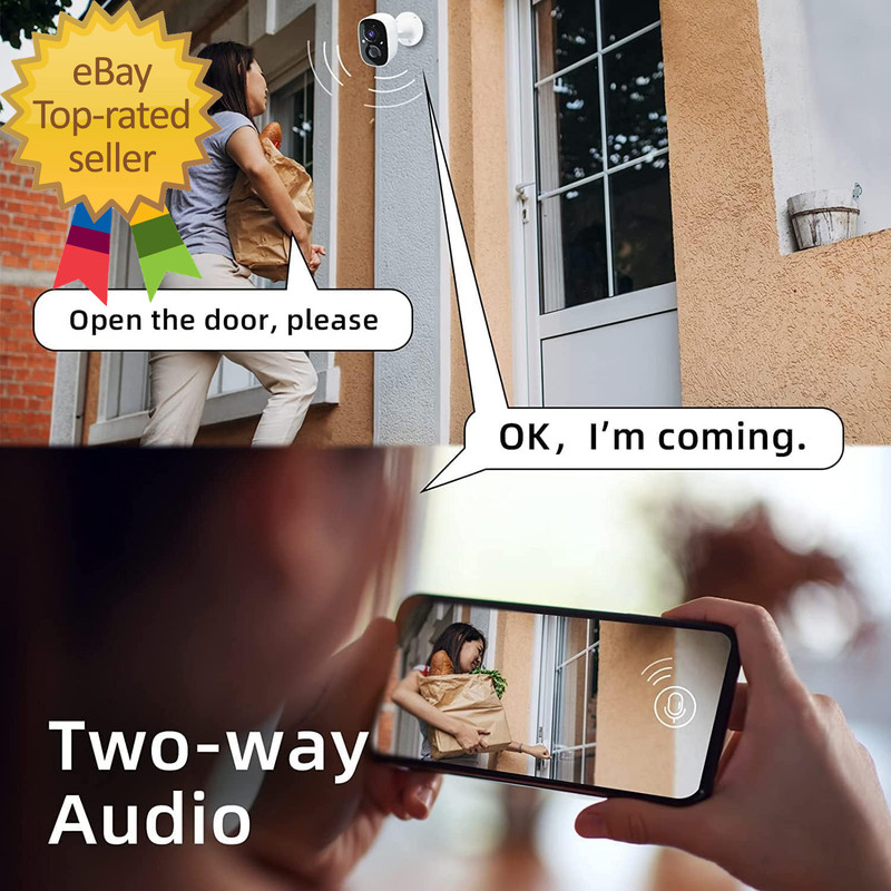 2Pack Security Cameras Outdoor Wireless,2K 5G/2.4Ghz Battery Powered Camera for gallery