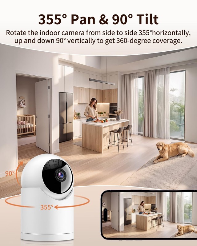 𝟐𝐊 Indoor Cameras for Home Security, for indoor Baby Pet Dog Cat Nanny gallery