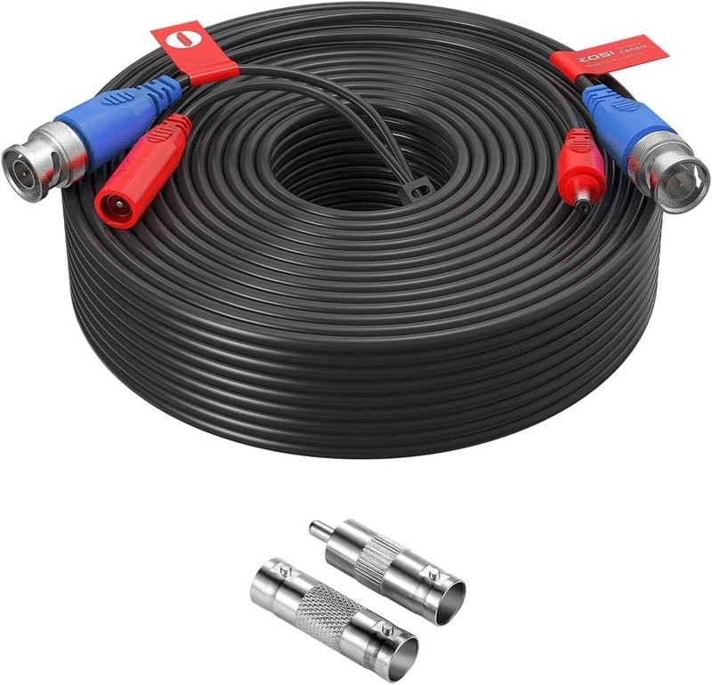 ZOSI 100ft(30M) All-in-One CCTV Video Power Cables,BNC Extension Security Wire C