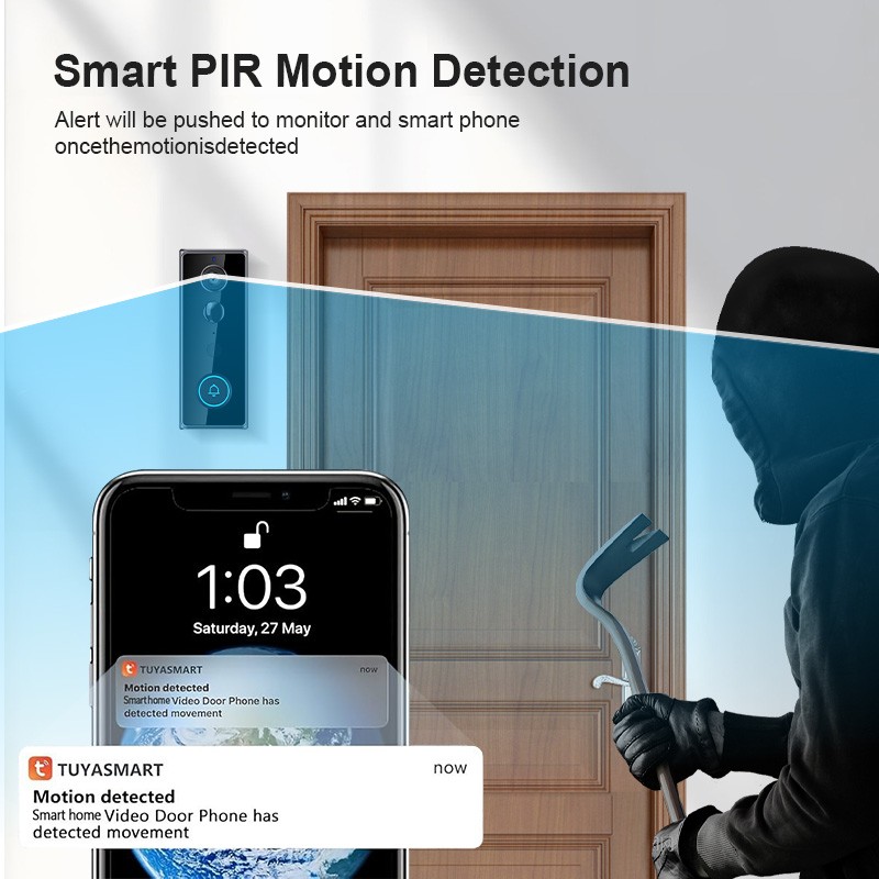 Video Doorbell PoE Wired Smart 2K+ 5MP Person Detection 180° Wide With View USA gallery