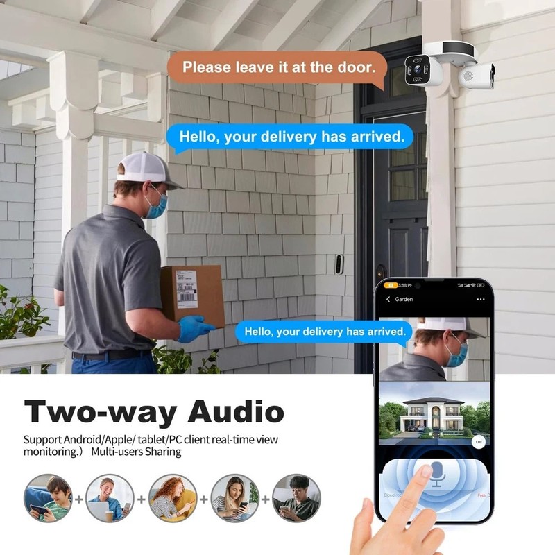 Dual Lens WiFi Outdoor Cameras For Home Security, 2.5K/5MP House Cameras With... gallery