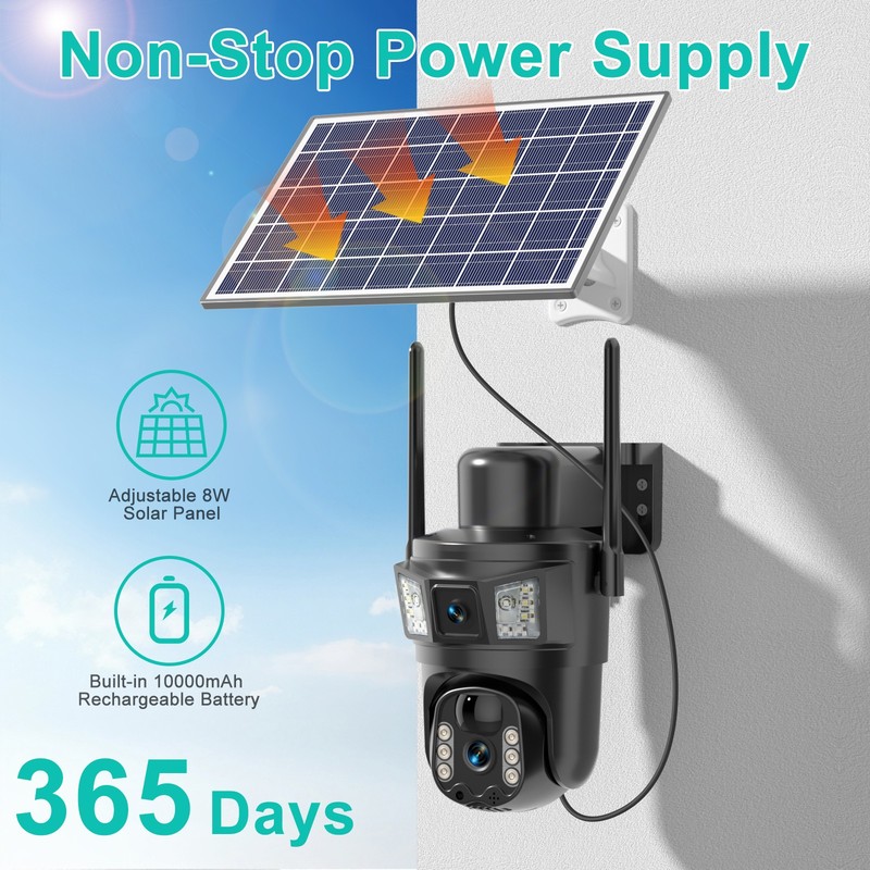 Solar Battery Powered Wireless WiFi Outdoor Pan/Tilt Home Security Camera System gallery