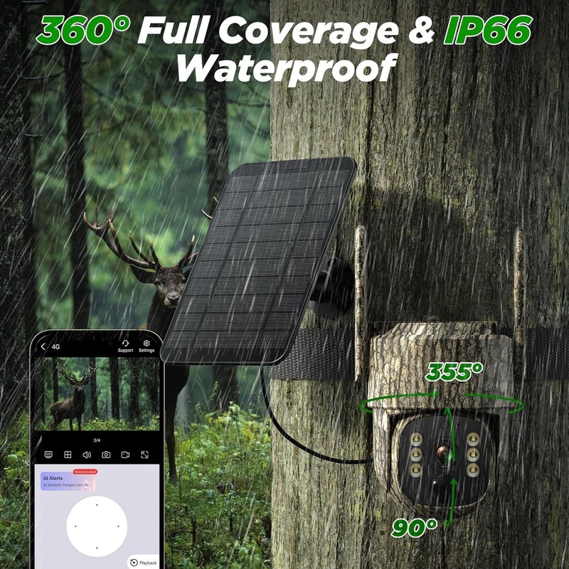 Solar Battery Powered IP Security Camera Outdoor 4G LTE 2.5K PTZ Trail Camera gallery