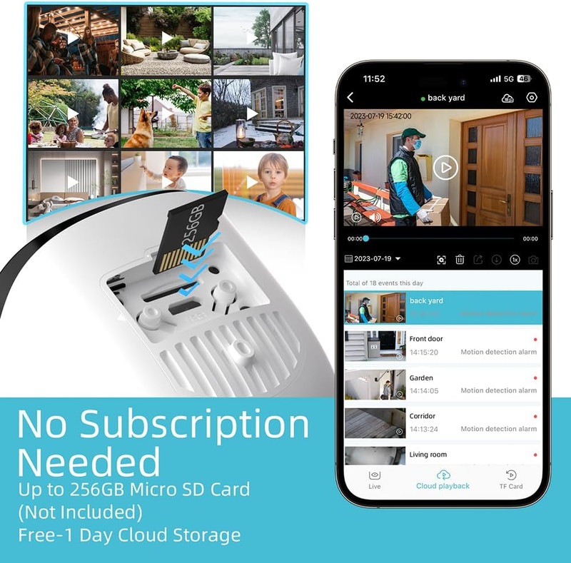 5G/2.4G Wifi Security Cameras Wireless Outdoor, 2K Battery Powered AI Motion Det gallery