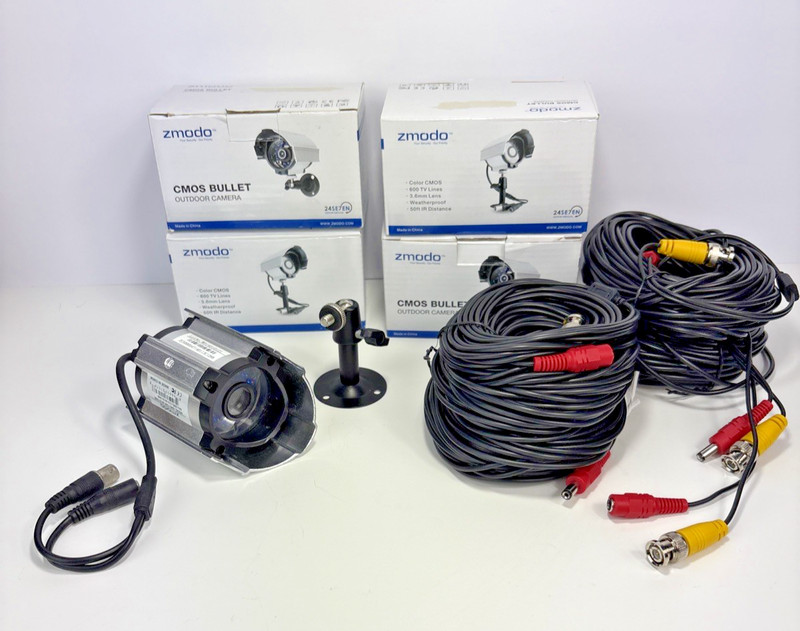 Zmodo CMOS Bullet Outdoor Camera ZMD-CCH-BCS13NM – Set of 4 – with Cables