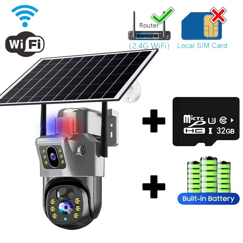 Dual Screen 8MP 4K Solar Camera WiFi PTZ Auto Tracking Detection Security Camera gallery