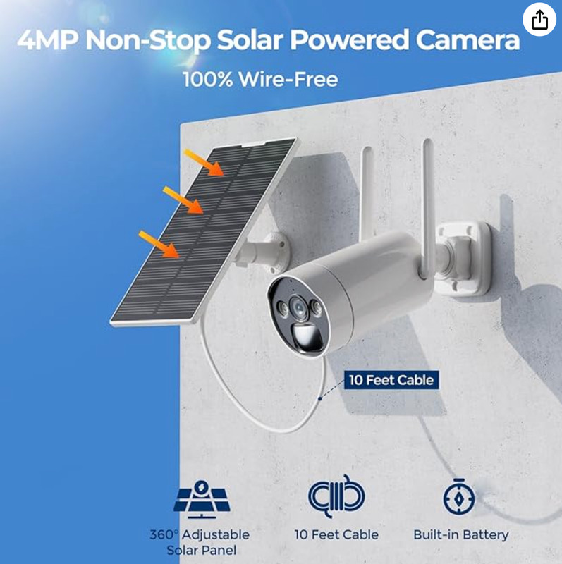 Camcamp 4MP Solar Camera Outdoor Wireless, Surveillance & Security Cameras gallery