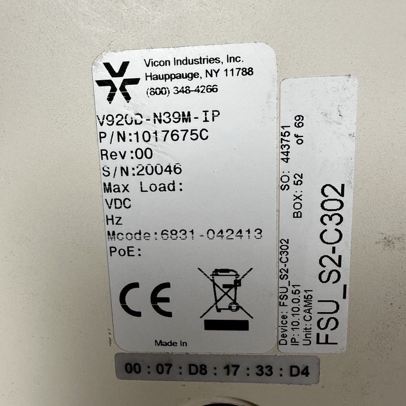 Lot of 2 Vicon V920D-N39M-IP Dome Camera gallery