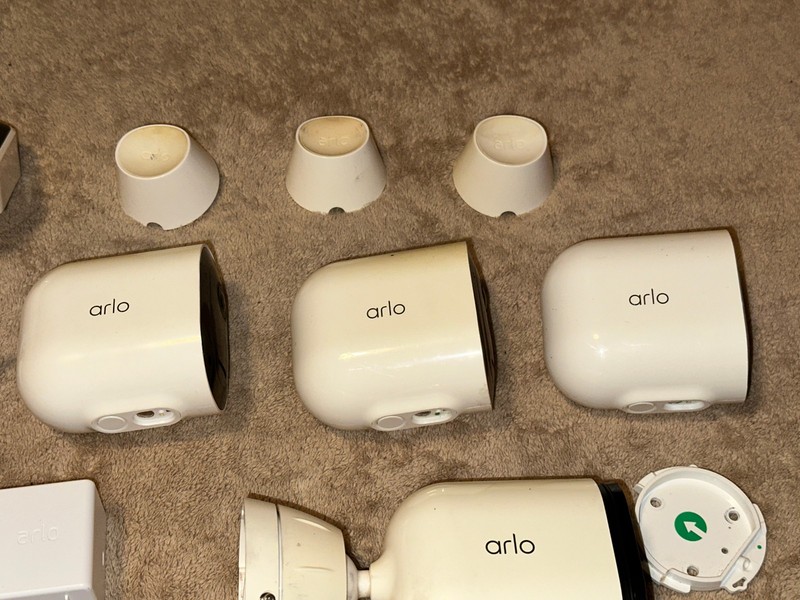 (6) Arlo Pro 4 VMC4041P Spotlight Security Cameras w/ VMB4540 Base & Batteries gallery
