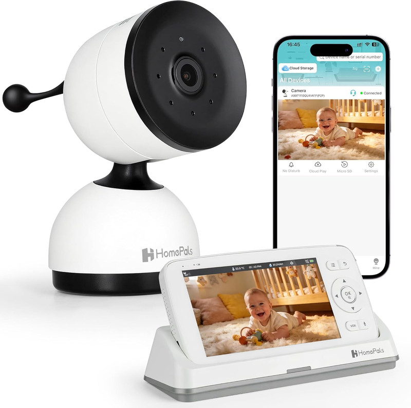 Smart Wifi Baby Monitor: HD Wifi Camera + 5-Inch Screen | Night Vision, Two-Way gallery