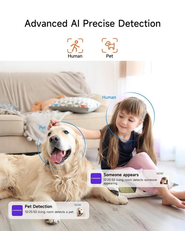 Camara De Seguridad 2.5K Con Deteccion De Humanos Y Mascotas Pack De 2 gallery