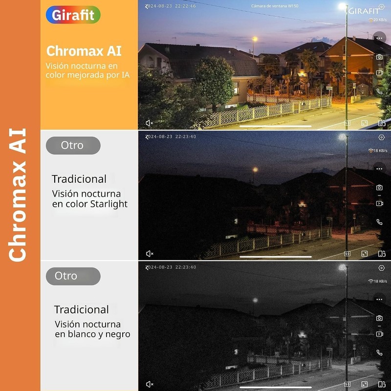 Girafit Window Security Camera White 3MP 2K AI Motion Color Night Vision 2-Pack gallery