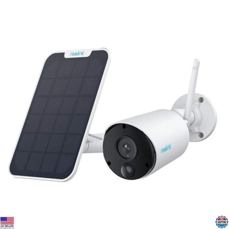 2K 3MP Solar Security Camera, Wireless Indoor/Outdoor, Night Vision, No Fees
