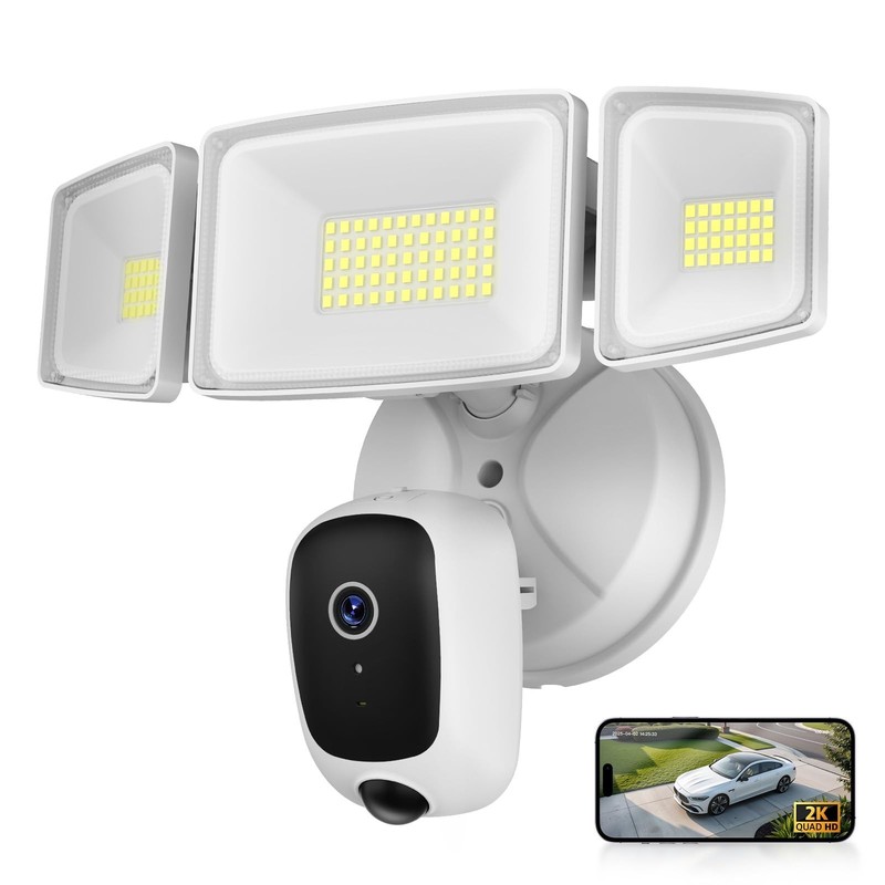 Hardwired Floodlight Camera Outdoor, 5500LM 2K HD Security Camera with Lights…