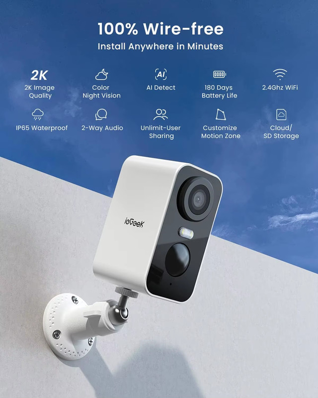 2K Wireless Security Camera Outdoor Colorful Night Vision, Rechargeable Battery gallery