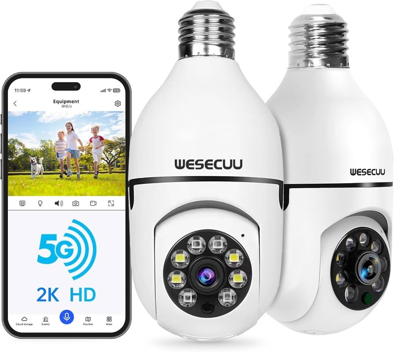 2K Light Bulb Security Camera - Dual Band WiFi, Two-Way Audio & Alexa Compatible gallery