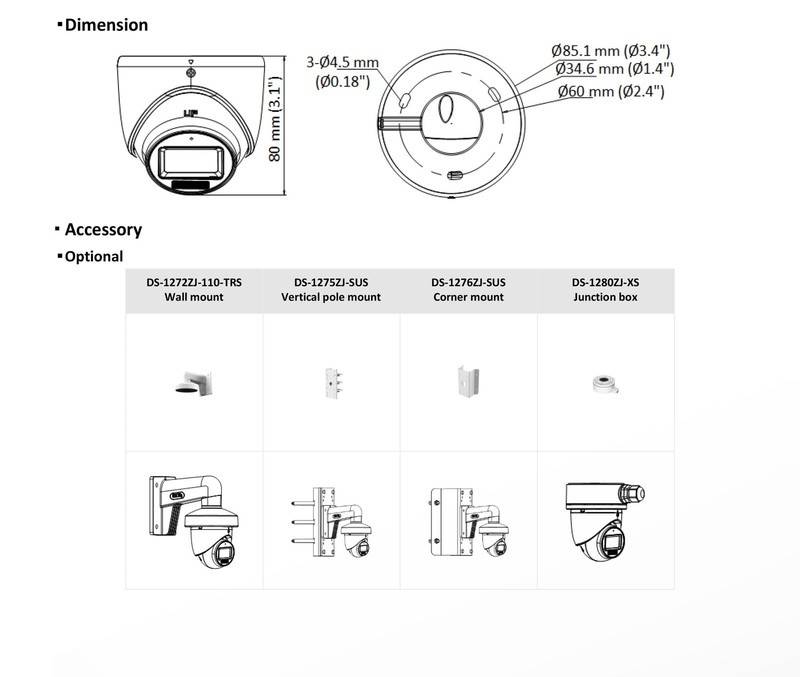DS-2CE76K0T-LMFS 3K Smart Hybrid Light Turbo HD TVI , Analog BNC coaxial, 4 i... gallery