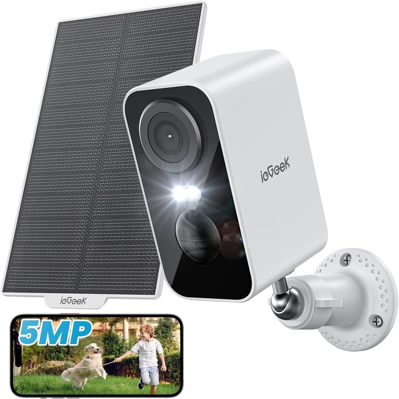ieGeek Outdoor 5MP Solar Security Camera Home WiFi Battery Powered CCTV System
