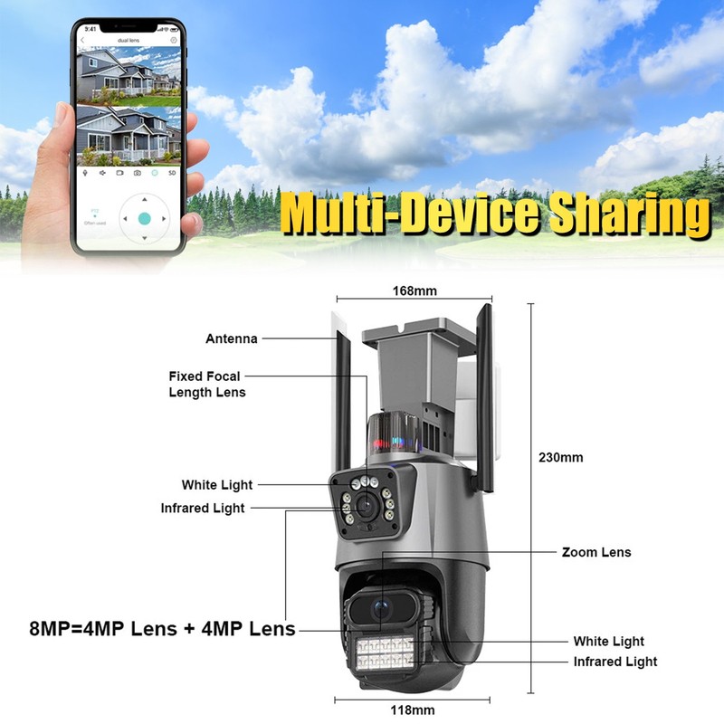 Dual Lens 4K WiFi Security Camera 8X Zoom Outdoor Home Night Vision CCTV PTZ US gallery