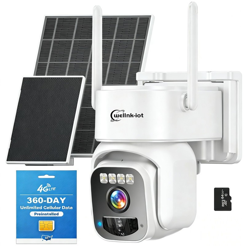 4G LTE Cellular Solar Security Camera w/ 360 day unlimited data, No WiFi surv…