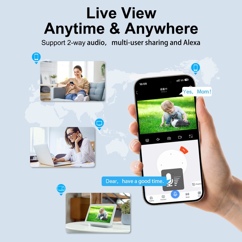 ANRAN Wireless Security Camera 5MP PTZ WiFi Dome Cam 2 Way Audio Outdoor Home HD gallery