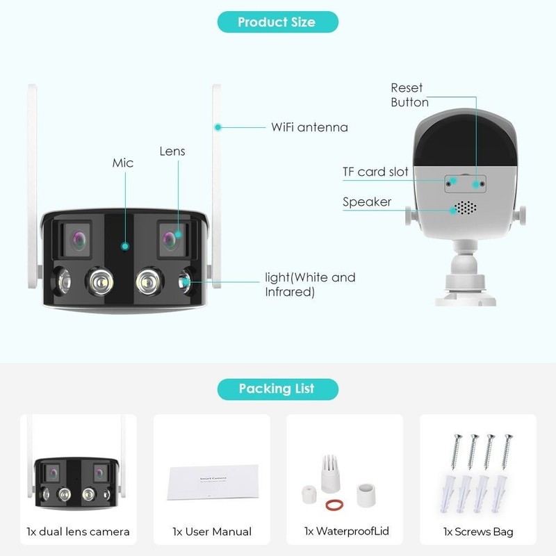 8MP 4K Dual Lens Wifi IP Camera Outdoor Night Vision Security Surveillance Cam gallery