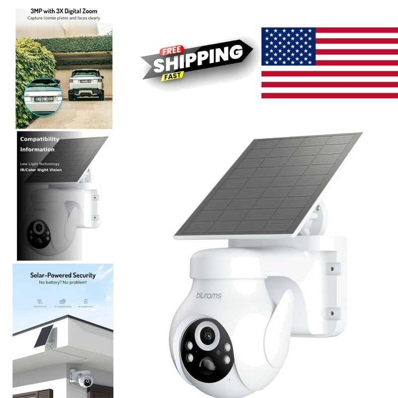Weatherproof Solar Outdoor Camera with Real Time Alerts and Notifications