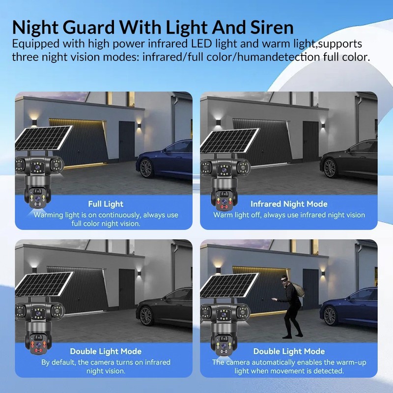 Solar Battery Powered Wireless WiFi Home Security Camera System Outdoor Pan/Tilt gallery