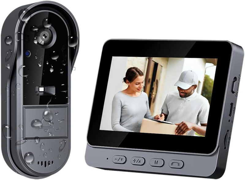 Wireless Doorbell Camera with Monitor 1080P HD No Subscription IP65 Waterproof