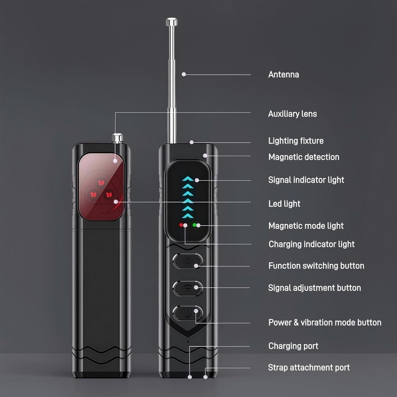 Travel-Friendly Hidden Camera Detector with Wireless Signal Detection Features gallery