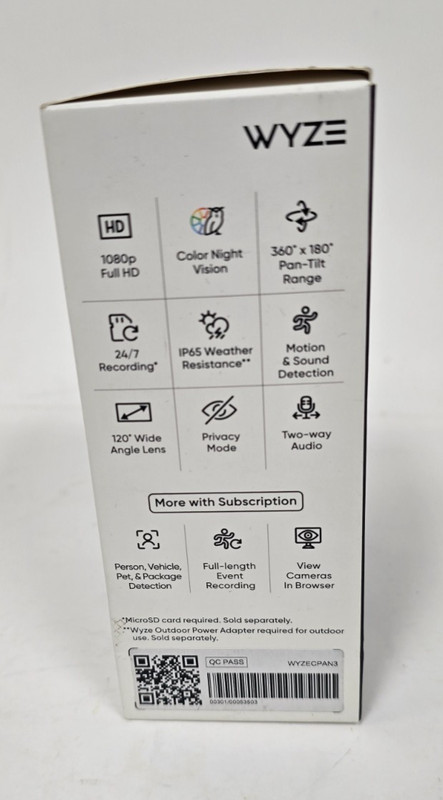 WYZE Cam Pan HD WiFi 360° Pan/Tilt/Zoom Motion Detect Night Vision In/Outdoor gallery